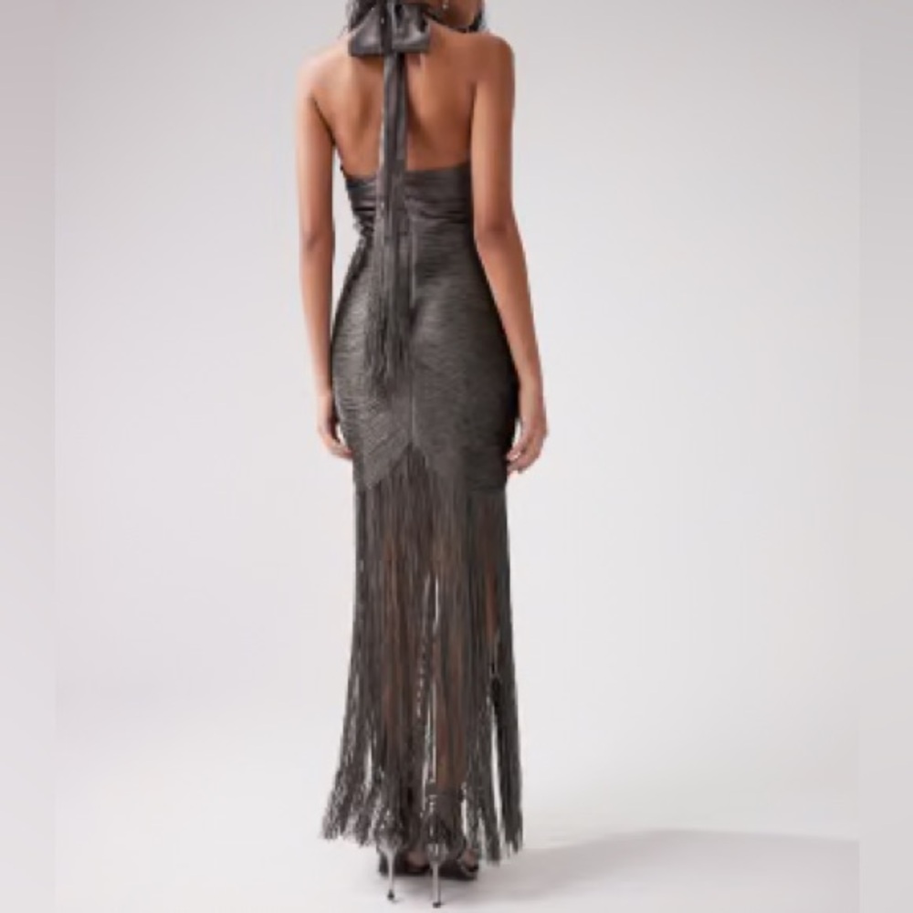 ASOS Strapless Black Dress with Fringe Detail